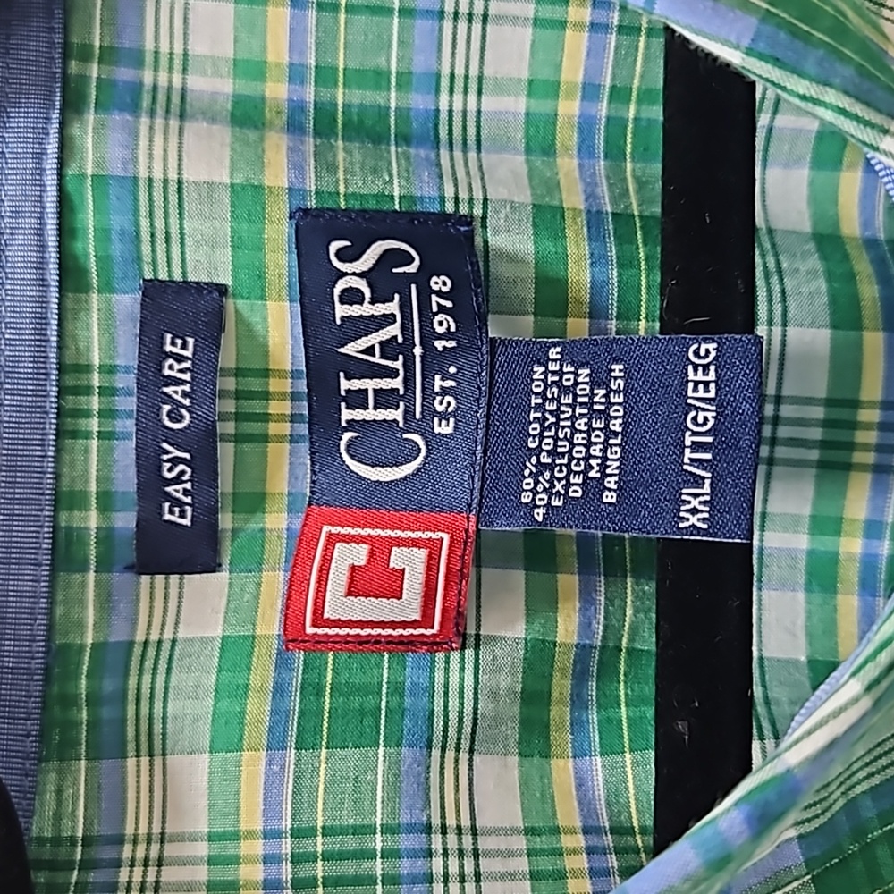 Chaps Men's Easy Care Button-Down Short Sleeve Plaid Shirt Size XXL - Picture 6 of 9